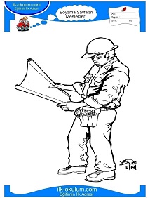 Çocuklar İçin inşaatçı Boyama Sayfaları 